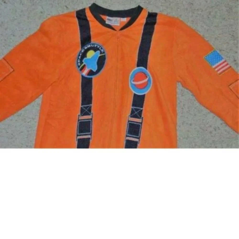 Bioworld Astronaut Pajamas Mens XL Orange Long Sleeve Zip Front 1 Pc Unionsuit